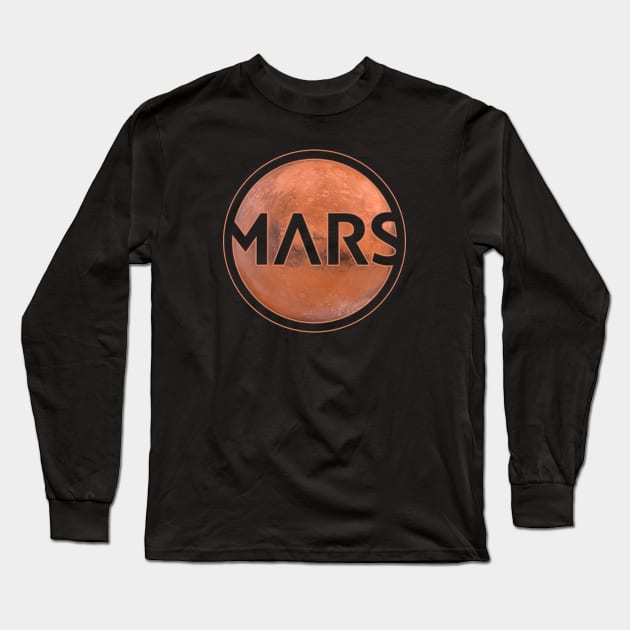 Planet Mars with lettering for gift and space idea Long Sleeve T-Shirt by sweetczak